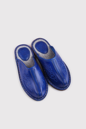 Тапочки кожаные без пятки Bogts (36-37, синий)