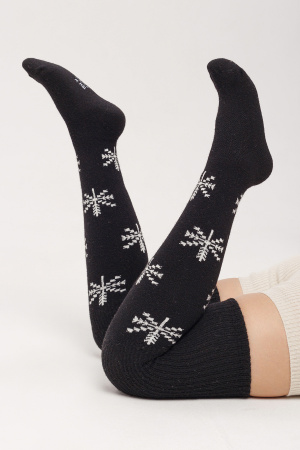 Чулки 70% шерсть с рисунком ТОД (F, черный*рисун)