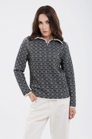 Джемпер жен 01295 с высок ворот на молнии мунх (L-48, 01/81 бел*черн)