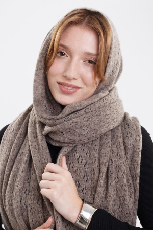 Палантин шерсть вязанный ТОД (70*200, коричневый )