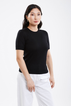 Джемпер жен коротк рук шелк+каш 104-0221-006 Хан Богд (XL-50, 1511 черный)