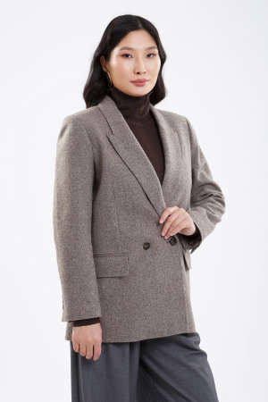 Блейзер жен шерсть WDL74026 БлюСкай (L, меланж*беж*кор*шокол)