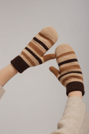 Варежки взрослые 70% шерсть ТОД (1, шоколад*рис)