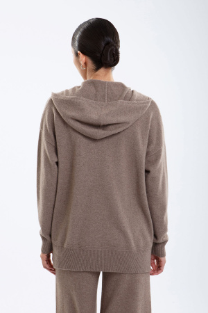 Кардиган жен 08344 с капюш каш Munkh (XL-50, 57 коричневый)