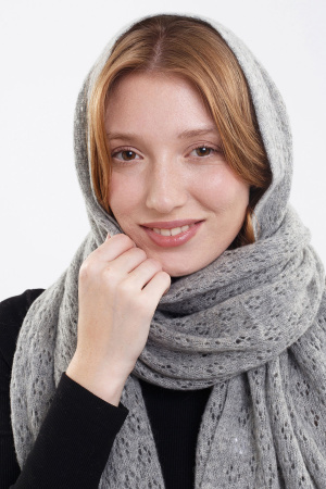 Палантин шерсть вязанный ТОД (70*200, серый)