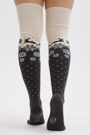 Чулки 70% шерсть с рисунком ТОД (F, графитовый/рис)