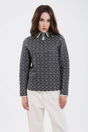 Джемпер жен 01295 с высок ворот на молнии мунх (L-48, 01/81 бел*черн)