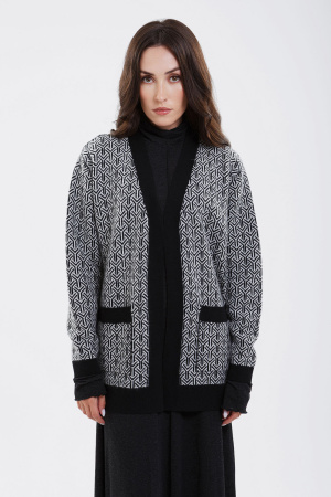 Кардиган жен 08370 каш Munkh (XL-50, 81/01 черн*бел)