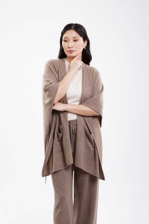 Пончо каш IA 20-213L БлюСкай (OS oversize, 57 коричневый  )