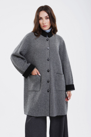 Кардиган-пальто жен 32148 каш мунх (L-48, 81/01 черн*бел)
