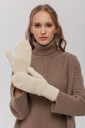 Варежки взрослые 100% шерсть КАШЕМИР ХАУС (ХК) (1, белый*букле)