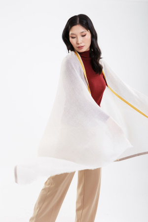 Палантин 221-0125-007 Хан Богд (190*100, молочн*полоска горч*полоска кор)