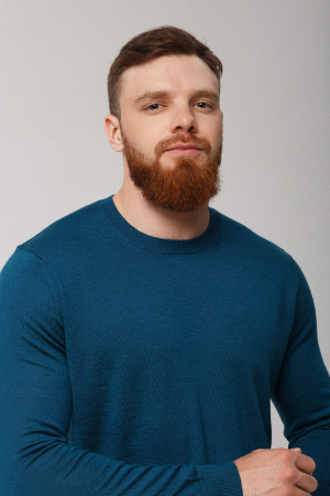 Джемпер муж KМ043844/KM045906 каш+шелк гоби (M-46, 971 сине-зелен)