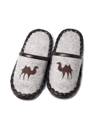 Тапочки войлочные без пятки подошва замша Naigalmaa (35, серый)