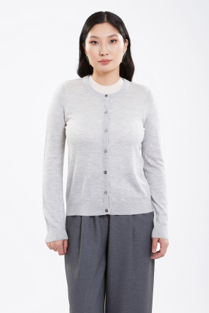 Кардиган жен шелк+каш 102-0223-078 KHAN BOGD (L-48, 1507 св-серый)