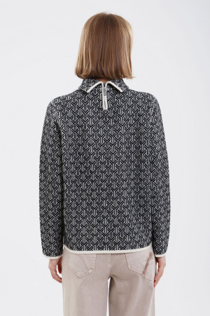 Джемпер жен 01295 с высок ворот на молнии мунх (M-46, 01/81 бел*черн)