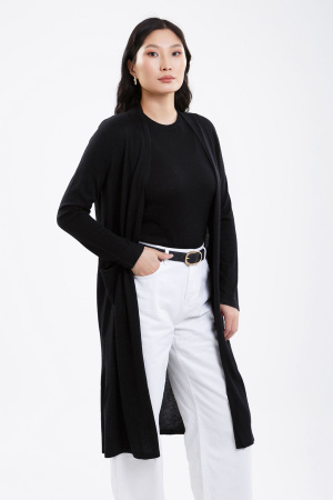 Кардиган длин жен шелк+каш 102-0221-172 Хан Богд (F, 1511 черный)