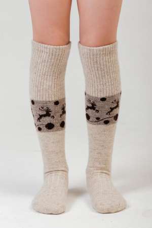 Гольфы дет с рисунком 100% шерсть ТОД (1, бежевый )