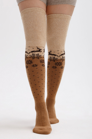 Чулки 70% шерсть с рисунком ТОД (F, рыжий/рис)