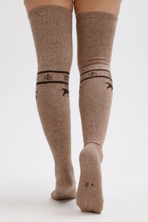 Чулки 70% шерсть с рисунком ТОД (F, коричневый/рис)