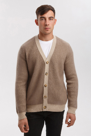 Кардиган муж КU024882 гоби (2XL-52, 1000/57 беж-сер/кор)