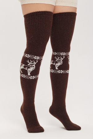 Чулки 70% шерсть с рисунком ТОД (F, шоколад/рис)