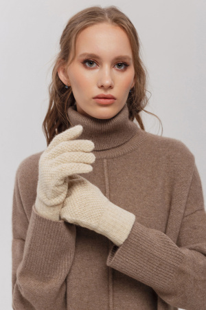 Перчатки взрослые 100% шерсть КАШЕМИР ХАУС (ХК) (1, белый*букле)