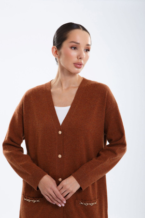 Кардиган длинный жен 08424 каш Munkh (XL-50, 808 кирпичный)