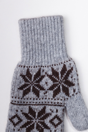 Варежки взрослые 70% шерсть Бат Сежу (2 , серый*рис)