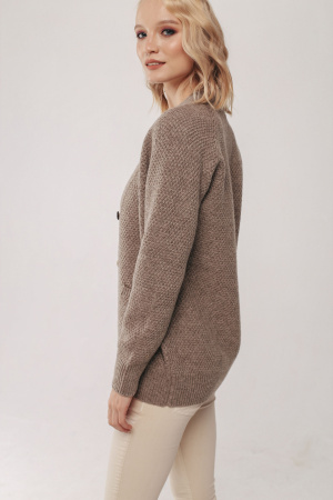 Кардиган жен 5w04012(А) букле на пуговицах с карманами ТОД (M-46, коричневый )