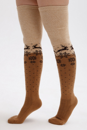 Чулки 70% шерсть с рисунком ТОД (F, рыжий/рис)