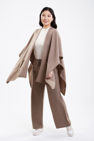 Пончо каш IA 20-213L БлюСкай (OS oversize, 57 коричневый  )