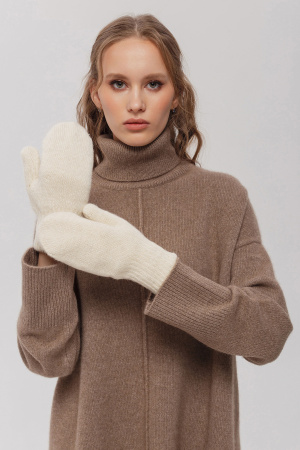 Варежки взрослые 100% шерсть КАШЕМИР ХАУС (KHAN CASHMERE) (1, белый)