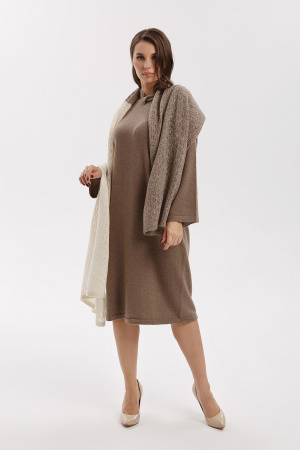 Палантин шерсть вязанный ТОД (70*200, корич*бежевый)