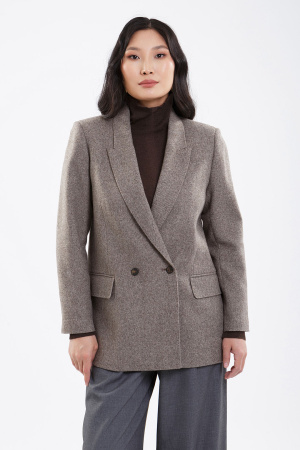 Блейзер жен шерсть WDL74026 БлюСкай (L, меланж*беж*кор*шокол)