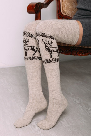 Чулки 100% шерсть ТОД (F, бежевый/рис)