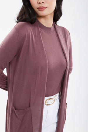 Кардиган длин жен шелк+каш 102-0221-172 Хан Богд (F, 3147 Пыльно-сливовый)