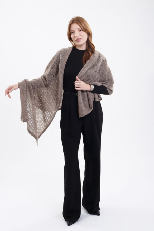 Палантин шерсть вязанный ТОД (70*200, коричневый )