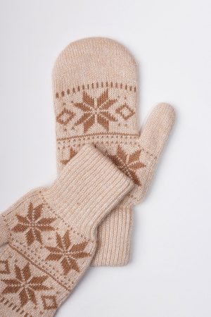Варежки взрослые 70% шерсть Бат Сежу (2, бежевый*рис)