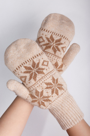Варежки взрослые 70% шерсть Бат Сежу (2, бежевый*рис)