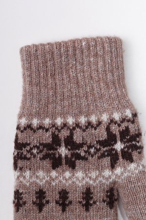 Варежки взрослые 70% шерсть Бат Сежу (1, коричневый*рис)