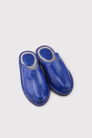 Тапочки кожаные без пятки Bogts (36-37, синий)