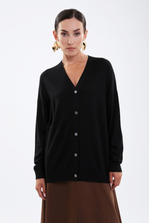 Кардиган жен 08257 шелк+каш Мунх  (M-46, 415 черн)