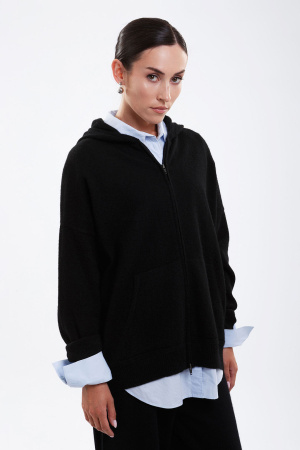 Кардиган жен 08344 с капюш як мунх (XL-50, 81 черный)