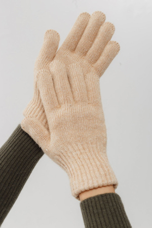 Перчатки взрослые 70% шерсть Бат Сежу (1, бежевый )