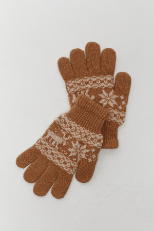 Перчатки взрослые 70% шерсть Бат Сежу (1, рыжий*рис)