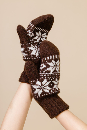 Варежки взрослые 70% шерсть ТОД (1, шоколад*рис)