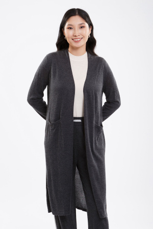 Кардиган длин жен шелк+каш 102-0221-172 Хан Богд (F, 1508 графитовый)