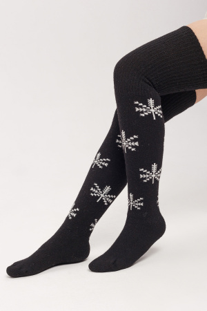 Чулки 70% шерсть с рисунком ТОД (F, черный*рисун)