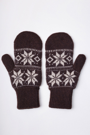 Варежки взрослые 70% шерсть Бат Сежу (2 , шоколадный*рис)